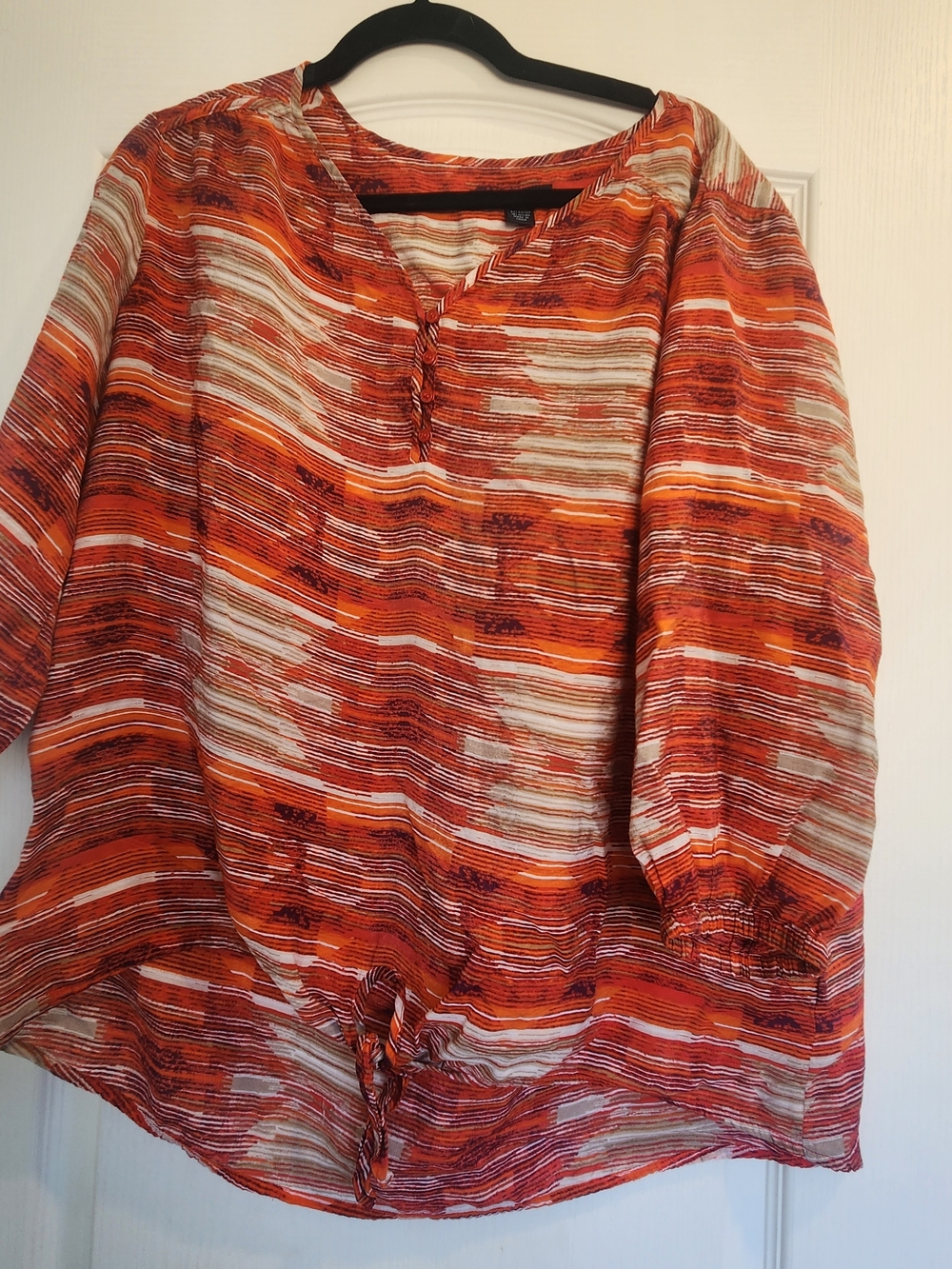 Westbound Womens Striped V-Neck Blouse XL Euc